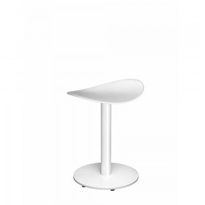 Taburete Coma de Enea. Diseño fijo en base central de acero lacado.