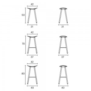 Taburete Coma wood de Enea. Diseño fijo en 4 patas de madera de roble.