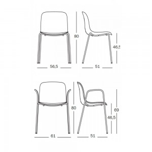 Silla Troy Polipropileno de Magis. Silla de estructura de acero apilable.