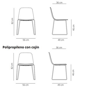 Silla Maarten plástico con base de acero. Mobilario ideal para interiores.