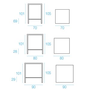 Mesa alta cuadrada Nova moderna de Emu. Mesas de diseño.