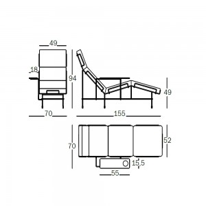 Chaise longue Traffic_2 Magis. Diseño contemporáneo tapizado en tela.