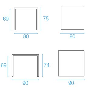 Mesa cuadrada Urban de diseño moderno de Emu.