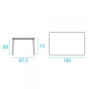 Mesa rectangular de diseño moderno para espacios exteriores de Emu.