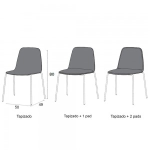 Silla moderna Bisell tapizada con pies metálicos para comedor de Treku.