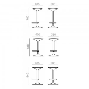 Taburete Hula madera de base central giratoria y regulable de Andreu World
