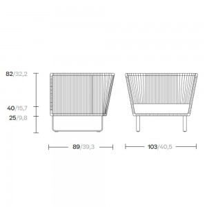 Sillón club exterior pies de aluminio Bela Rope colección Bitta de Kettal.