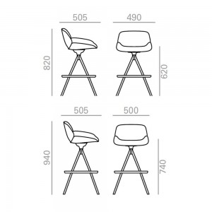 Taburete Nuez base giratoria acero Andreu World. Diseño para interior.