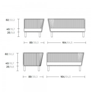Módulo esquina exterior 2 plazas de teca y tapizado Bela Rope colección Bitta de Kettal.