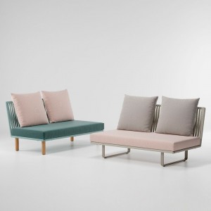 Módulo central sin brazos 2 plazas, exterior  pies aluminio y tapizados Bela Rope colección Bitta de Kettal.