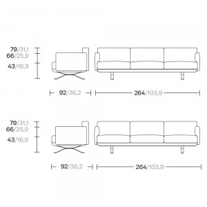 Sofá 3 plazas para exteriores colección Boma de Kettal.