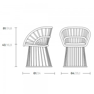 Sillón comedor exterior pies de aluminio cuerdas Bela Rope colección Cala de Kettal.