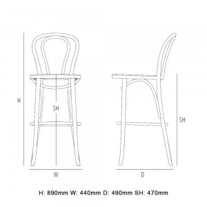 Taburete N.18 de madera diseño de mediados de XIX GTV Thonet Vienna.