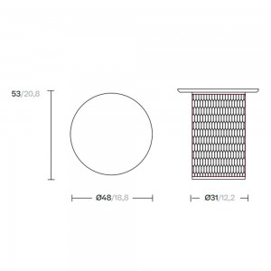 Mesa auxiliar Ø48 exteriores con base en aluminio de la colección Mesh de Kettal.