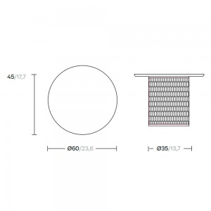 Mesa auxiliar Ø60 exterior con base en aluminio colección Mesh de Kettal.