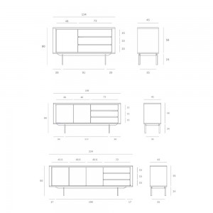 Aparador Shadow patas de Ethnicraft. Muebles modernos macizos. Aparador de salón.