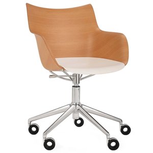 Silla Q/wood de Madera con ruedas en estructura cromada o acero pintado.