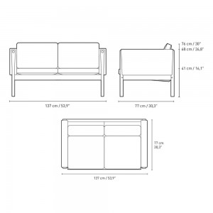 Sofá CH162 en tela de Carl Hansen and Son. Sofás de diseño moderno.   
