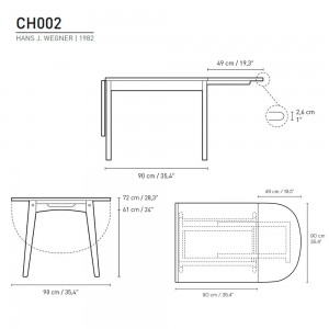 Mesa CH002 extensible de Carl Hansen and Son. Mesas extensibles de diseño modero.