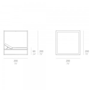 Cama Daybed Elevada Techo Lona Fija de Gandía Blasco para exteriores.