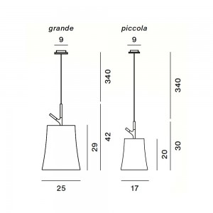 Lámpara suspensión Birdie de Foscarini. Lámparas de diseño contemporáneo.