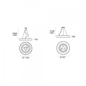 Lámpara moderna suspensión Saturn Stilnovo