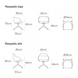 Sillón Binar60 giratorio fijo Inclass. Silla de diseño ideal para oficinas.