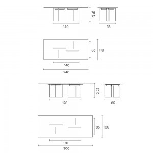 Mesa rectangular Big Wave Ecomalta de Fiam. Mesas para comedor o salón.