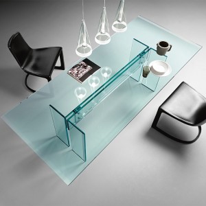 Mesa LLT Cristal de Fiam. Mesas de diseño moderno de cristal. Mesas rectangulares.