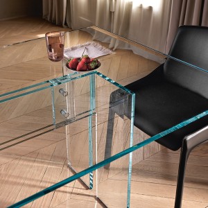 Mesa LLT Cristal de Fiam. Mesas de diseño moderno de cristal. Mesas rectangulares.