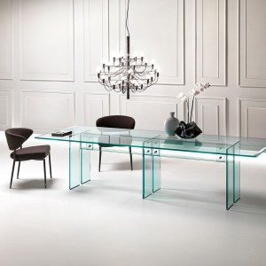 Mesa LLT Cristal de Fiam. Mesas de diseño moderno de cristal. Mesas rectangulares.