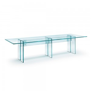 Mesa LLT Cristal de Fiam. Mesas de diseño moderno de cristal. Mesas rectangulares.