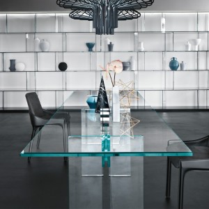Mesa LLT Cristal de Fiam. Mesas de diseño moderno de cristal. Mesas rectangulares.