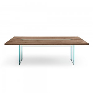 Mesa LLT Wood de Fiam. Mesas de cristal para comedores y salones modernos.