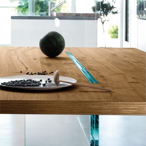 Mesa LLT Wood de Fiam. Mesas de cristal para comedores y salones modernos.