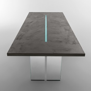 Mesa LLT Wood de Fiam. Mesas de cristal para comedores y salones modernos.