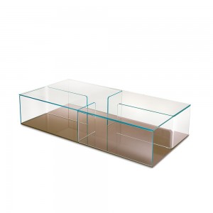 Mesa centro Quadra de Fiam. Muebles de cristal. Mesa contenedor para salón.