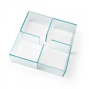 Mesa centro Quadra de Fiam. Muebles de cristal. Mesa contenedor para salón.