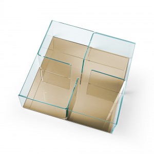Mesa centro Quadra de Fiam. Muebles de cristal. Mesa contenedor para salón.