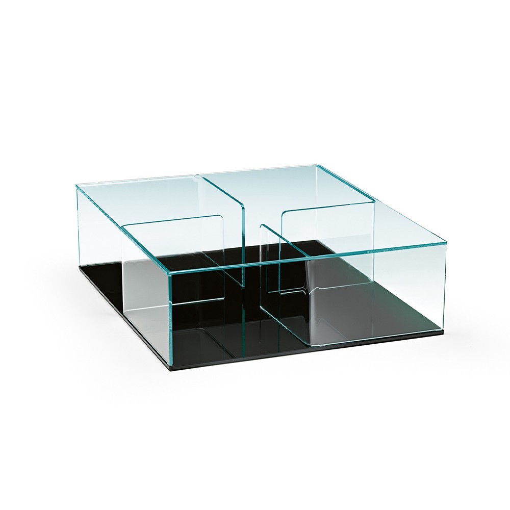 Mesa centro Quadra de Fiam. Muebles de cristal. Mesa contenedor para salón.