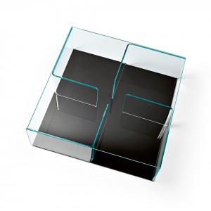 Mesa centro Quadra de Fiam. Muebles de cristal. Mesa contenedor para salón.