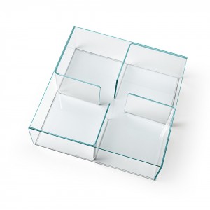 Mesa centro Quadra de Fiam. Muebles de cristal. Mesa contenedor para salón.