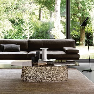 Mesa centro Macramè de Fiam. Muebles de cristal. Mesa contenedor para salón.