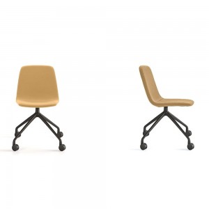 Silla Maarten tapizada giratoria con ruedas Viccarbe diseño para contract.