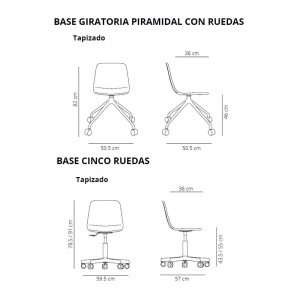 Silla Maarten tapizada giratoria con ruedas Viccarbe diseño para contract.