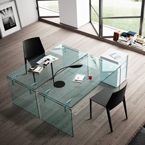 Escritorio Bright de Fiam. Muebles de cristal. Escritorios modernos para hogar.