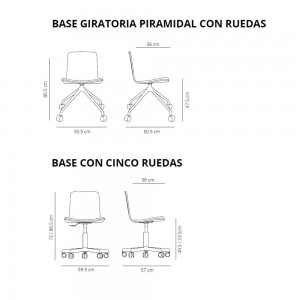 Silla Klip giratoria con cojin tapizado y ruedas Viccarbe para oficinas.