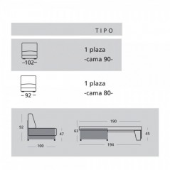 Sillón cama individual Smart Es interiorismo