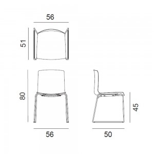Silla Catifa 46 polipropileno patín Arper. Silla moderna para contract.
