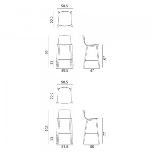 Taburete Aava tapizado madera Arper. Diseño ideal para espacios contract.